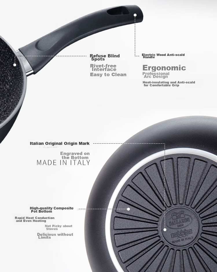 BALLARINI Non-Stick Pan Compatible with Induction Cooker And Gas Stove, Imported Flat Bottom Wok, Large Belly Pan, Stir-Fry Pan, Bologna 28cm 13