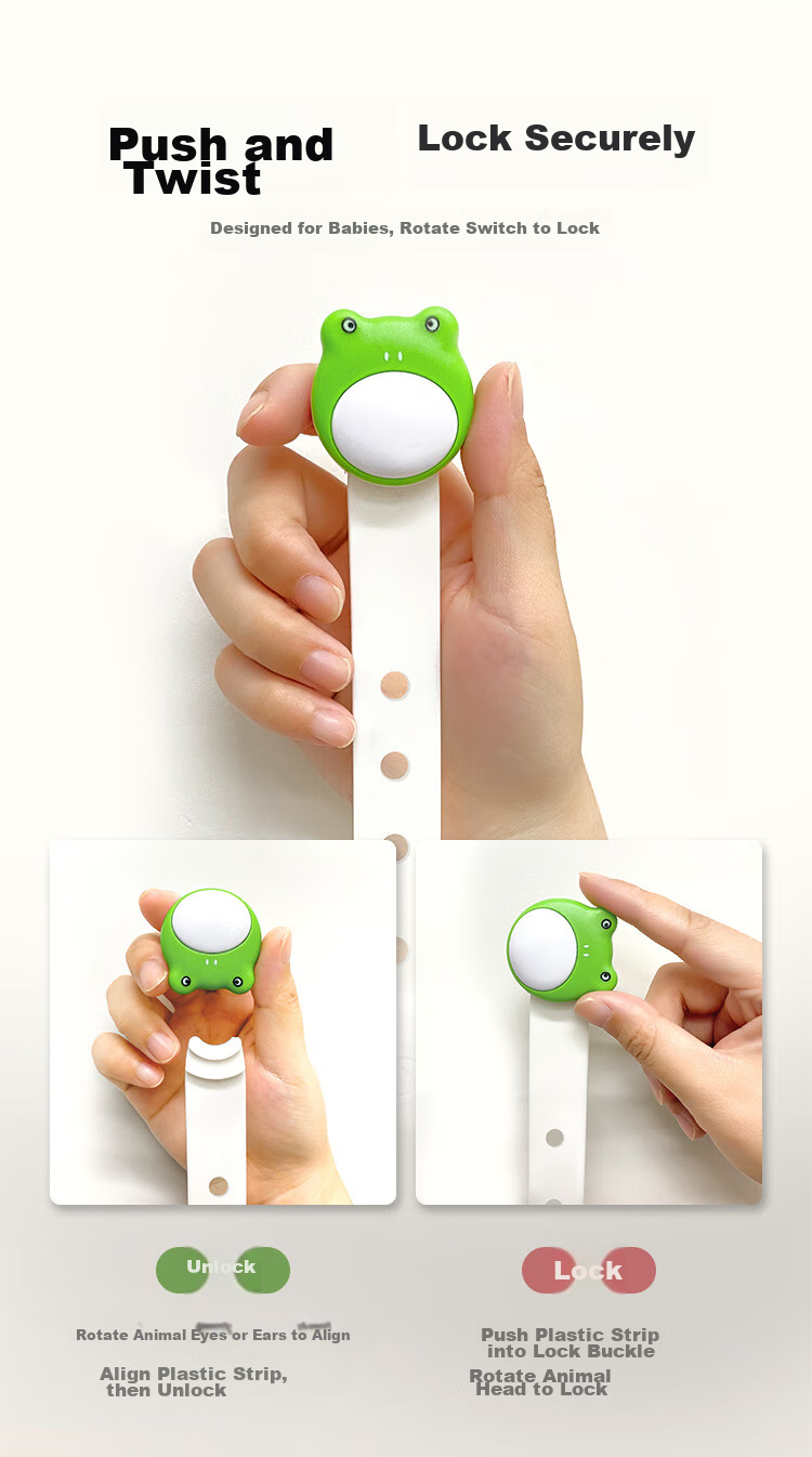 Bangbangzhu Anti-Opening Drawer Lock, Child Safety Lock, Protective Refrigerator Cabinet Door Lock, Anti-Pinch Handle Lock, Cartoon Lock, Pack of 6 5