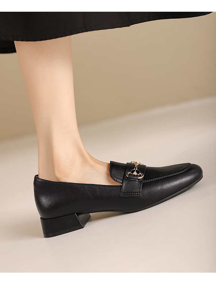 Dusto Low-Heel Women's Shoes, 2026 New Spring Style, Soft-Soled Work Shoes, Black Slip-On Loafers, Small Leather Shoes 4