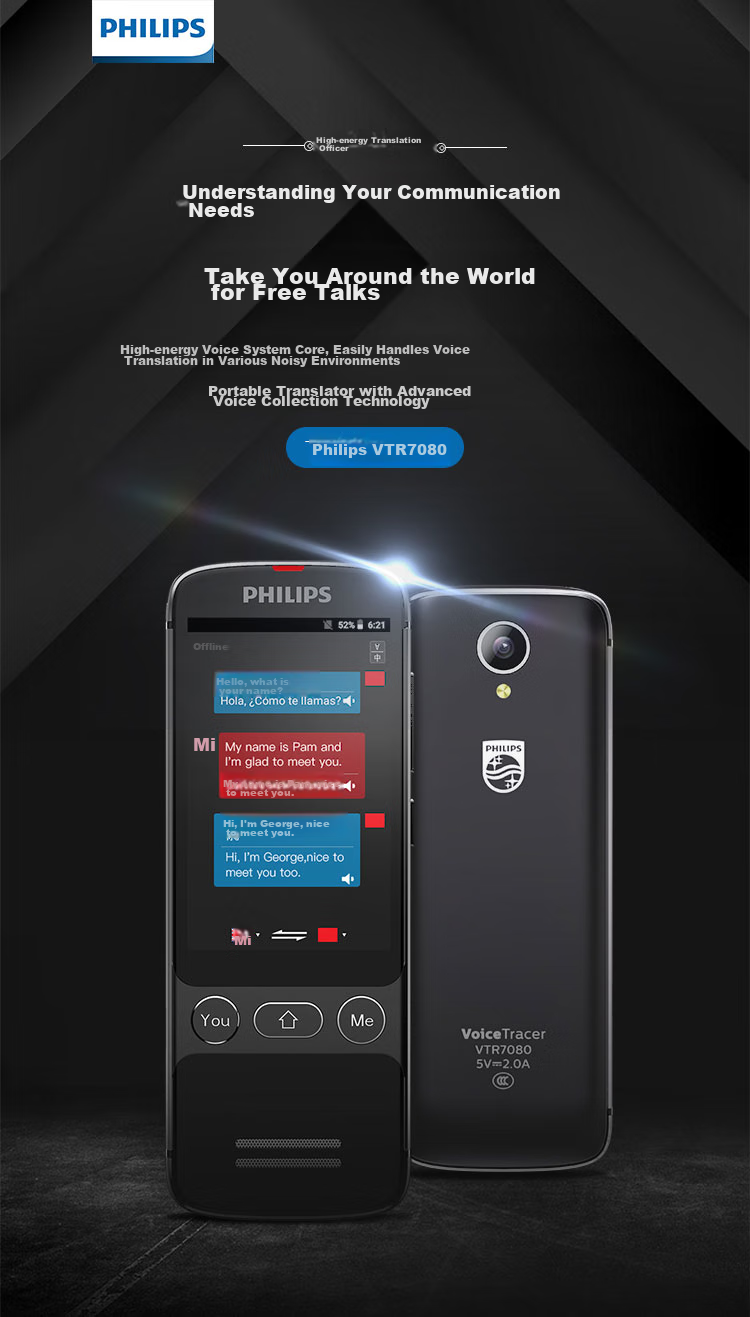 PHILIPS Real-Time Interpretation Device, Multilingual Translator, Portable Offline Translation Pen for Travel Abroad, Voice And Photo Smart Translator, Oral Real-Time Interpretation Equipment 1