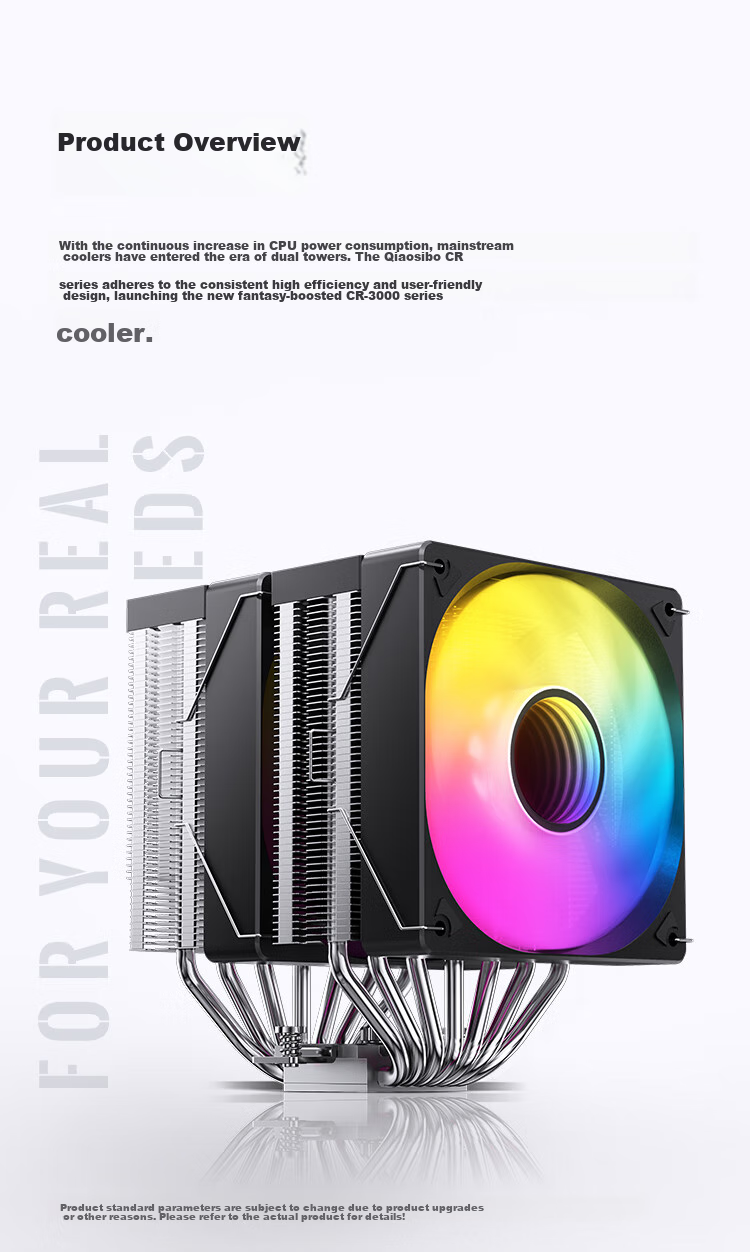 JONSBO CR-3000ARGB Version CPU Air Cooler (Dual Tower Dual Fan / Nickel-Plated 7 Heat Pipes / Motherboard ARGB Sync / PWM / Multi-Platform / Thermal Paste Included) 5