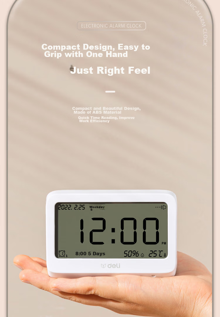 Deli Multifunctional Electronic Alarm Clock, Thermometer And Time Management, Student Back-To Bedroom, Green-LE103 10