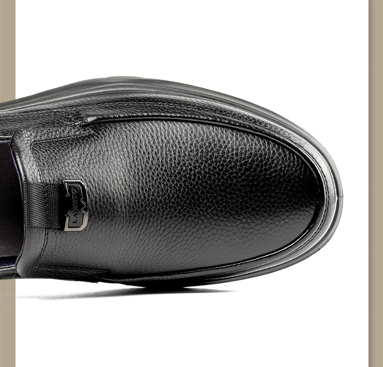 LAORENTOU Men's Business Casual Leather Shoes Litchi Pattern Slip-On Dad Shoes Cowhide Boss Shoes LA11711 Black Size 38 5
