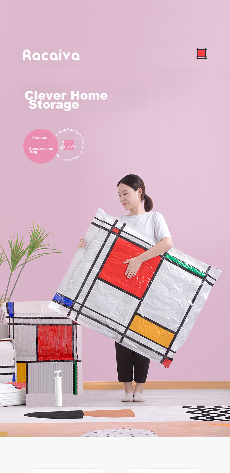 CHAHUA Vacuum Storage Bags, Quilt Storage Bags, Moving Vacuum Bags, Large Clothes Organizer Bags with Electric Pump 1