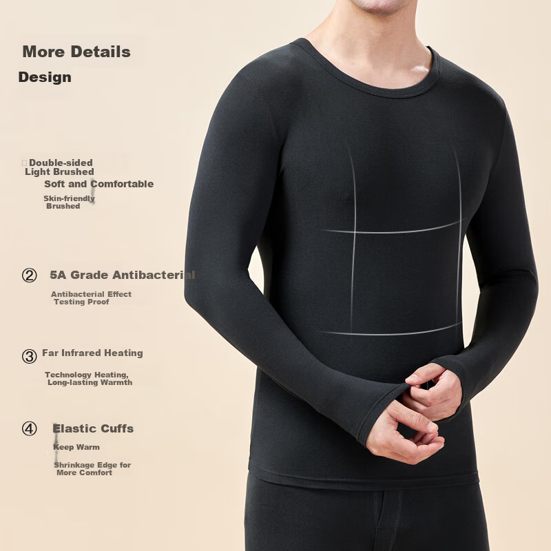 LangSha [Fall New Arrival] Men's Thermal Underwear Set, Antibacterial Thin Spring And Autumn Couple's Antibacterial Warm Base Layer