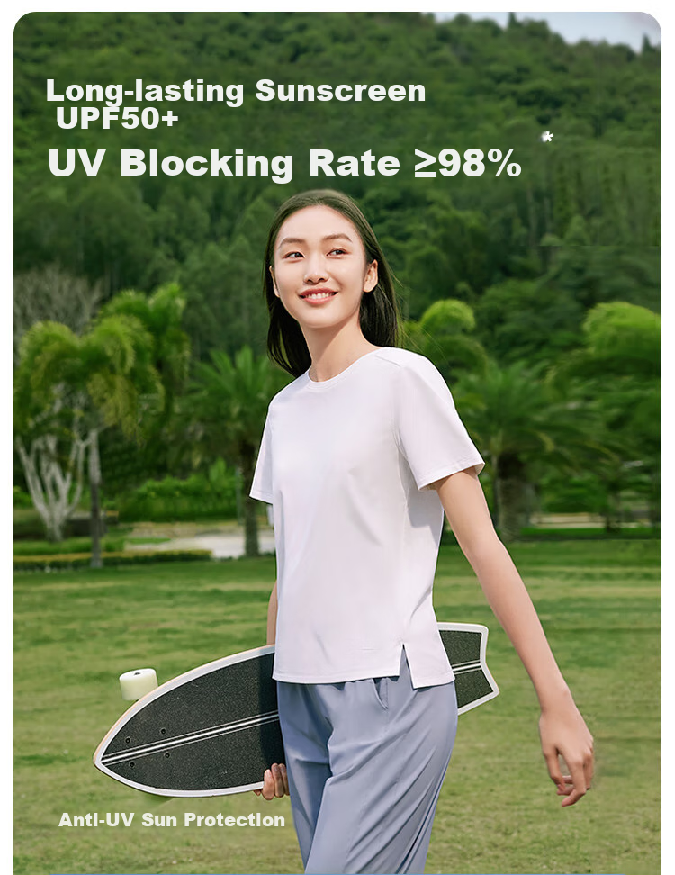 Beneunder Women's Slim Fit Round Neck Sports Base Layer T-Shirt Spring Summer New HE016 Light Moon Green S 5