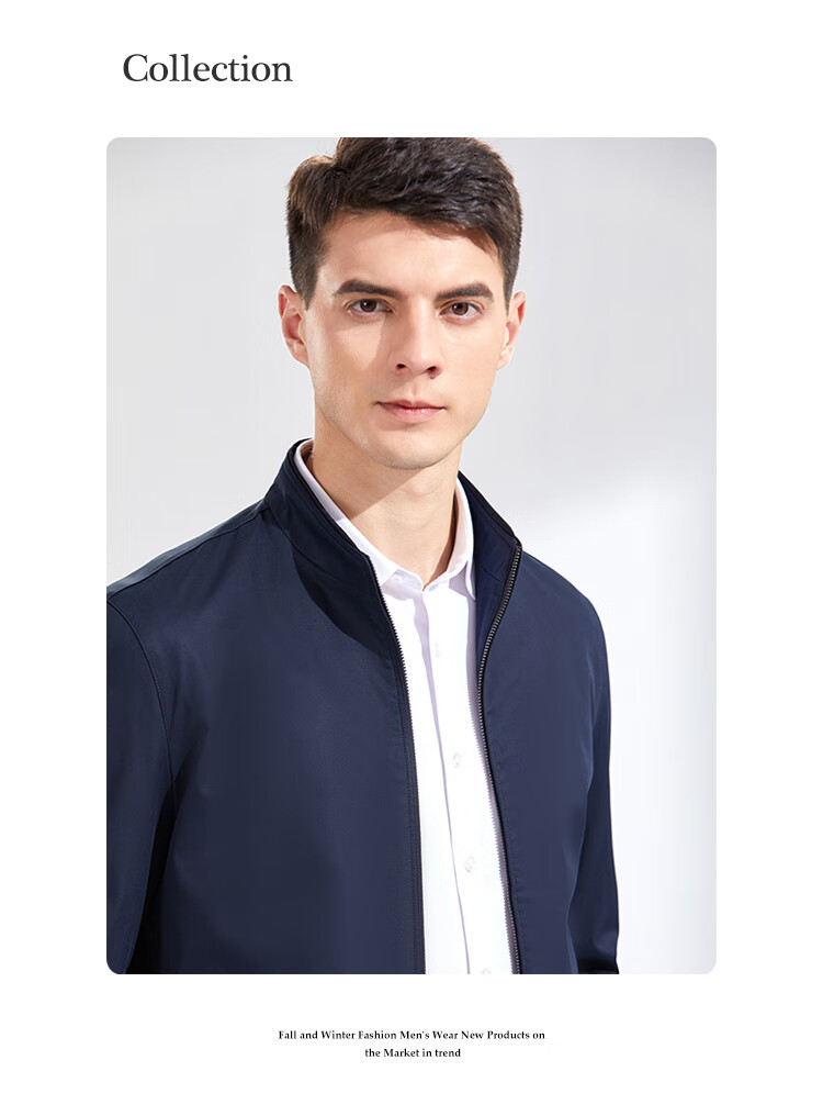 Andongniao [100% Cotton] Men's Spring And Autumn Business Jacket, Casual Versatile Jacket, Lightweight Coat, Simple Stand-Up Collar, Business Style 6