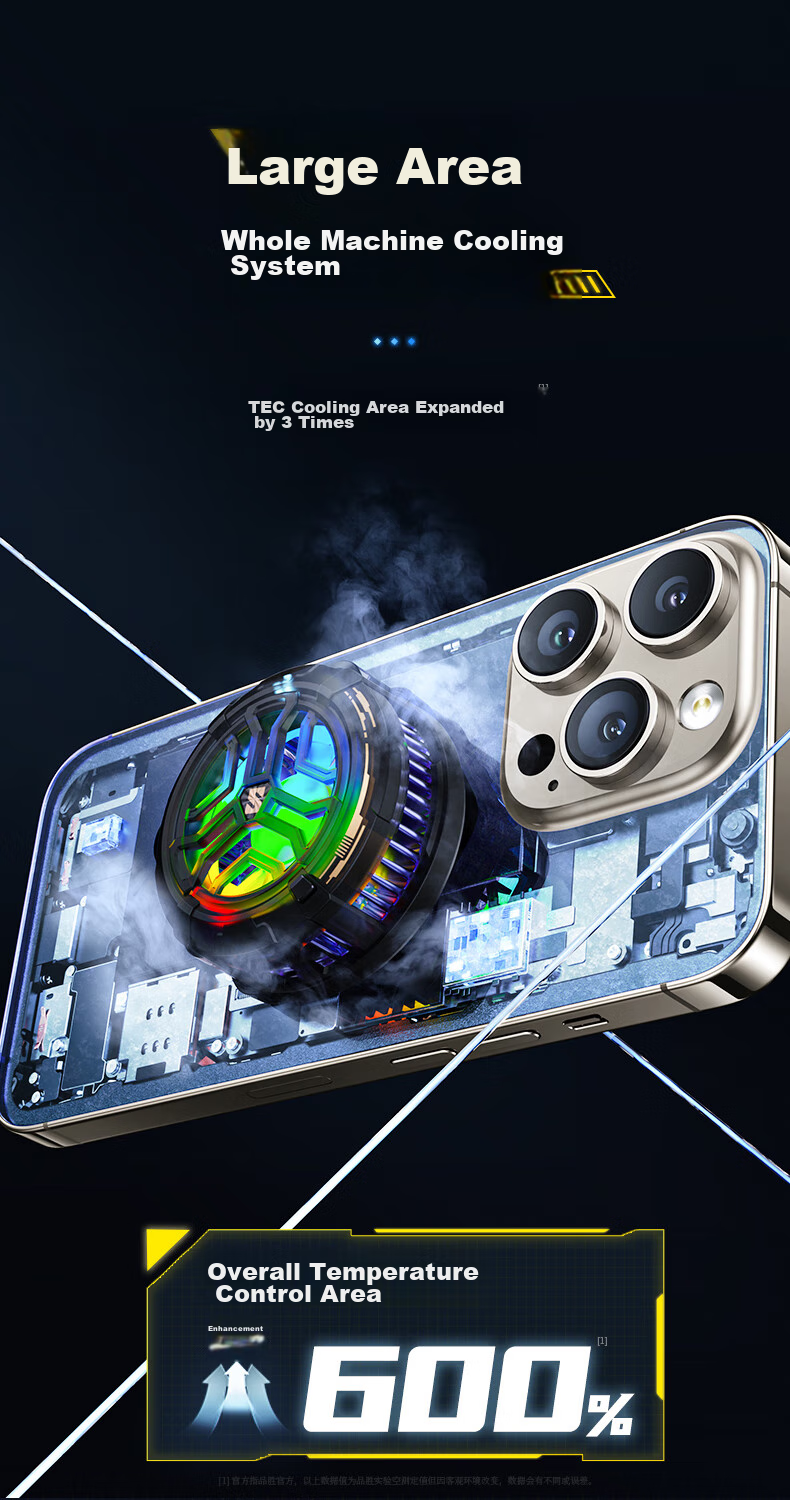 VENIDER Magnetic Phone Cooler, Semiconductor Cooling Back Clip, Gaming Live Streaming Cooling Device, Ultra-Low Noise, Suitable for Huawei, Apple 15 Tablet, IPad, Xiaomi, OnePlus, IQOO 3