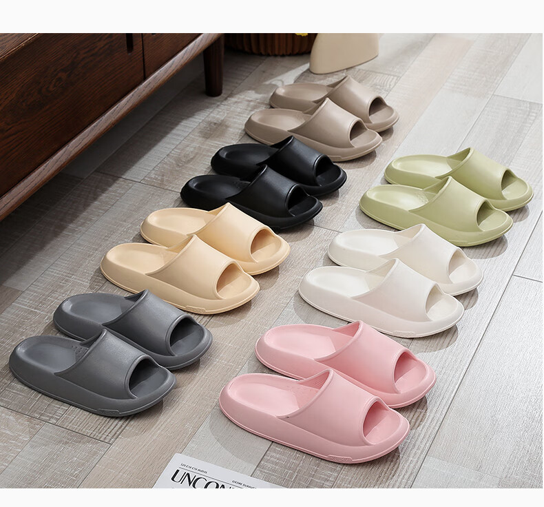 GUOLUOFEI Squishy Slippers for Men And Women, Summer Home Couple Bathroom Shower Outdoor Thick-Soled Sandals, White, Size 38-39 8