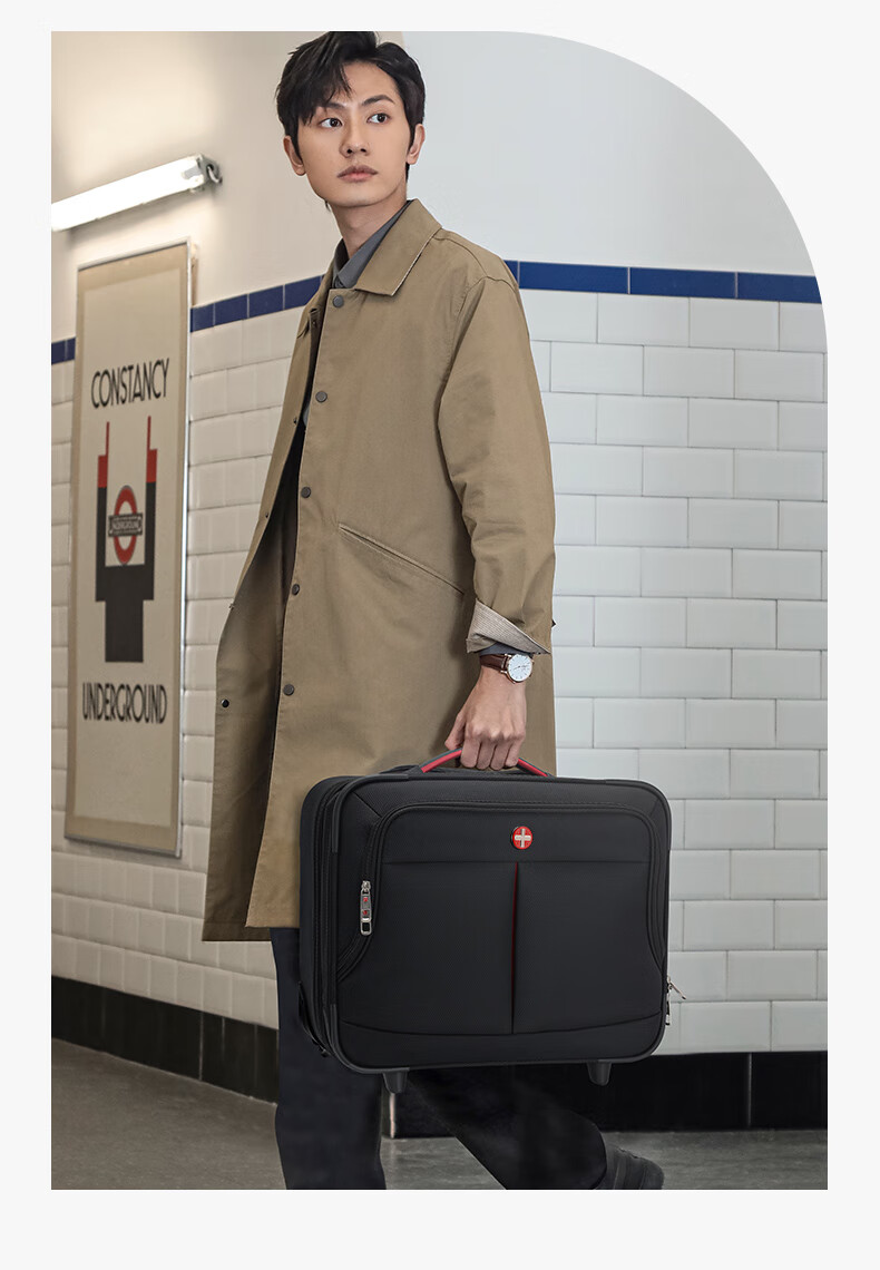 CROSSGEAR Swiss Small Business Suitcase, 18-Inch Carry-On, Password Lock, Travel Luggage for Men And Women, Oxford Cloth Leather Suitcase 14