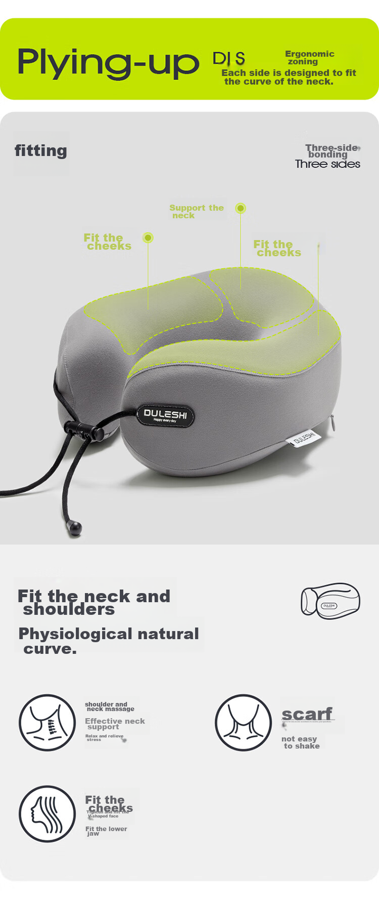 Car Lives U-Shaped Neck Pillow, Portable Travel Pillow, Airplane And High-Speed Rail Travel Essential, Neck Support Pillow for Business Trips And Naps 10