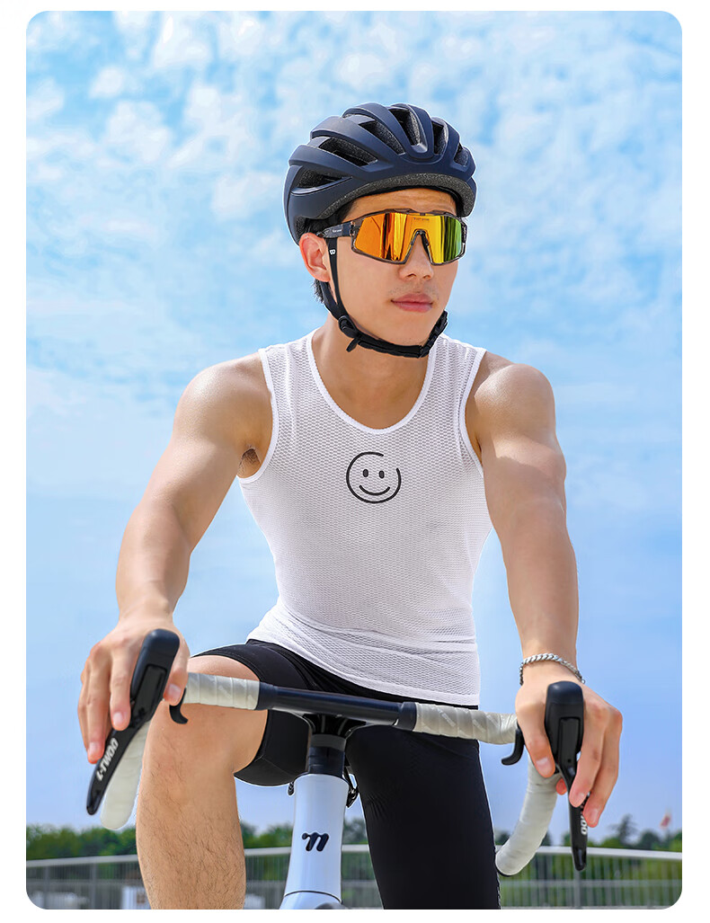 WestBiking Cycling Sweat-Wicking Shirt, Road Bike Men's Inner Sleeveless Vest, Sweat-Absorbing Breathable Top, Cycling Undershirt, White, L 12