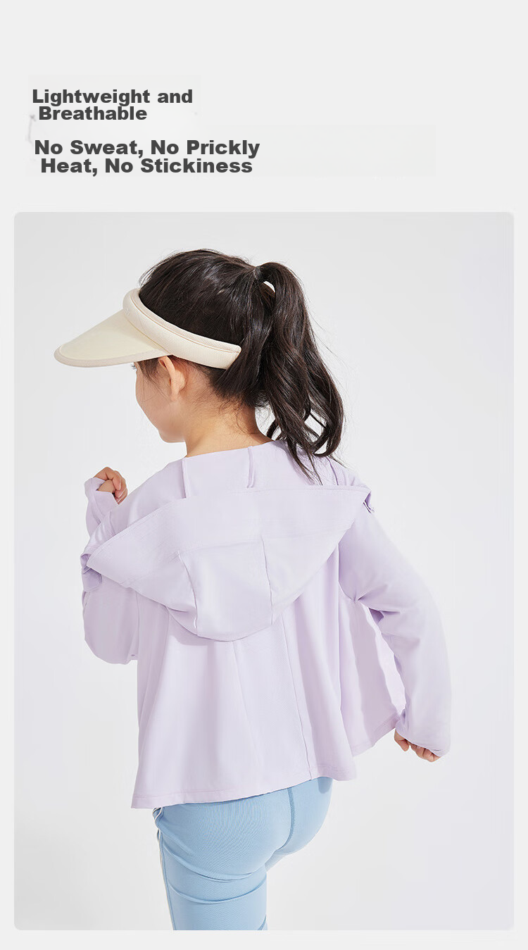 JD Original [Cool And Breathable] Children's Sun Protection Clothing, Sunscreen Jacket, Ice Silk Cool And Breathable Quick-Dry, Purple, 110/56 7