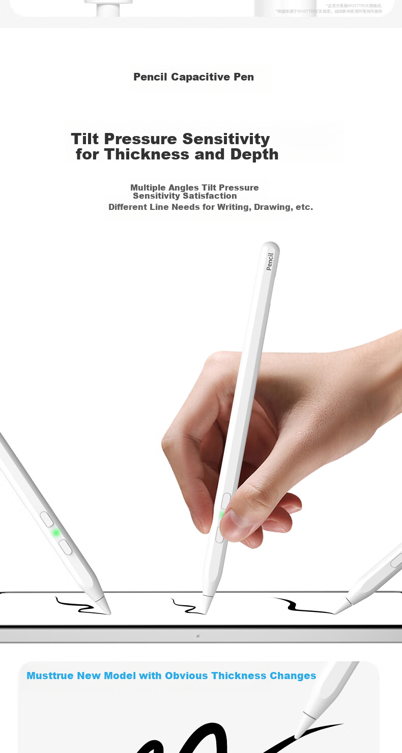 MUSTTRUE Capacitive Stylus for IPad, Compatible with Apple Pencil 2nd Generation And 2020 IPad 11/Air 8/7/Pro/Mini Tablet Touch Writing Pen [Quick Function] 9