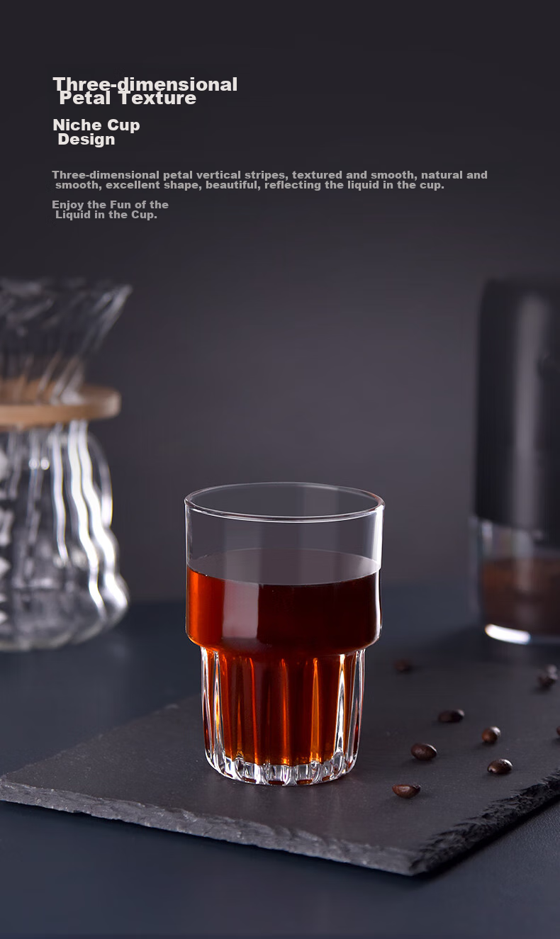 CLITON Glass Coffee Cups, Iced Americano Cups, Latte Cups, Italian Espresso Cups, Finnish Coffee Cups, Set of 2, 200ml Each 3