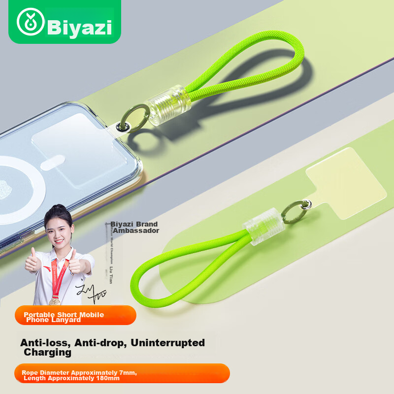 BIAZE Phone Wrist Strap, Short Anti-Theft And Anti-Loss Handheld Strap Case, Transparent Pad, Unisex, Suitable for Apple 17/Huawei/Xiaomi Phones And Others, SP5-Fluorescent Gree
