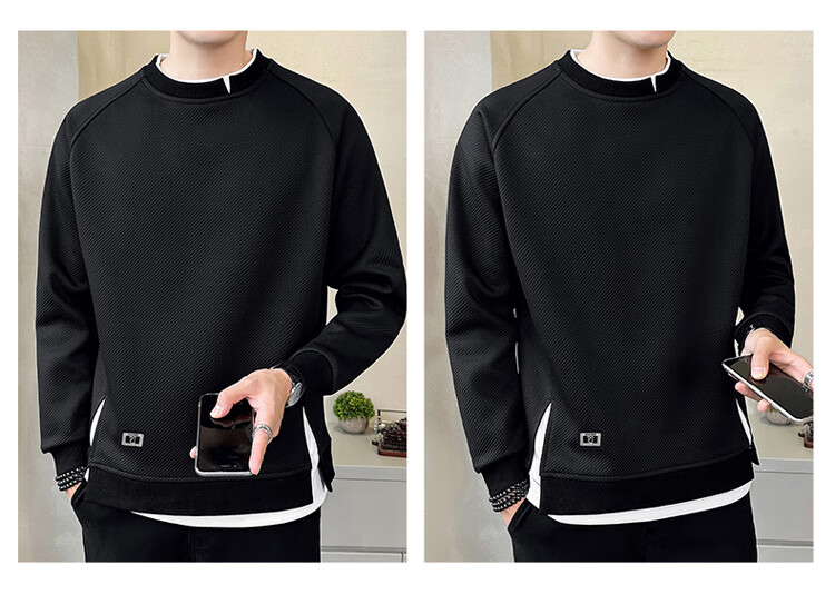 PLAYBOY Sweatshirt for Men, Autumn Long-Sleeve T-Shirt, Loose Casual Sports Jacket, Trendy Men's Top, Base Layer 16