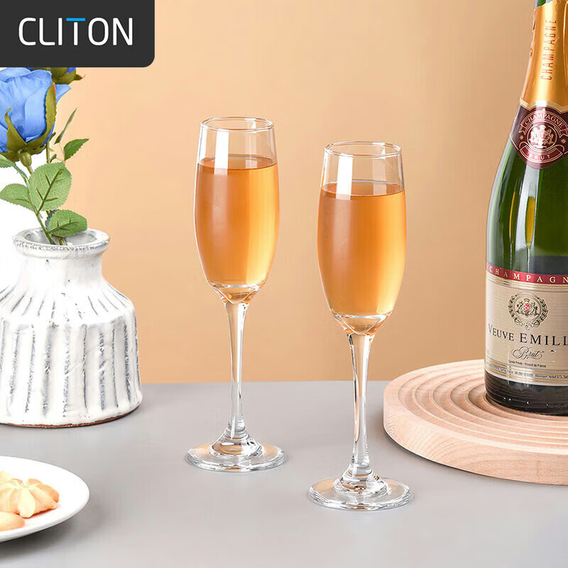 CLITON Crystal Champagne Glass Set Red Wine White Wine Glasses Stemware Pair Sparkling Wine Glasses 185ml 2pcs