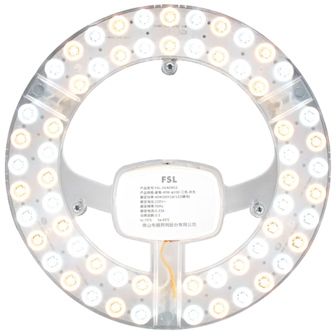 Foshan Lighting (FSL) LED Ceiling Light Chip Retrofit Board High CRI Ra97 Round Light Panel Tri-Color Dimmable Magnetic Light Source Module Full Spectrum 40W Tri-Color Dimming with Terminal Blocks