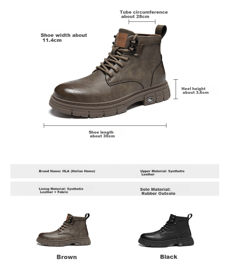 HLA Men's Boots, Fashionable Versatile Casual Martin Boots, Versatile Work Boots HAAGZM4DBB184, Black, Size 41 4