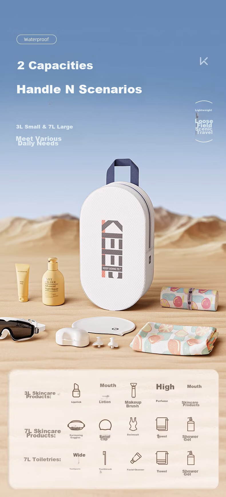 Keep Water-Resistant Swim Bag for Men And Women, Fitness Toiletry Bag, Portable Storage Large Capacity Handheld Beach Bag Swimming Equipment 2