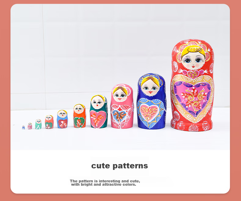 Huashimeng Russian Nesting Dolls Wooden 10-Layer Cartoon Doll Toy for Boys And Girls, Birthday And Holiday Gift 7