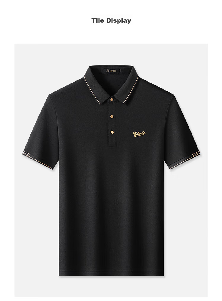 Aidengbao Summer Short-Sleeve Polo Shirt for Men, Embroidered Business Commute Collared Polo T-Shirt, Navy Blue 01175/92A (XL) 8