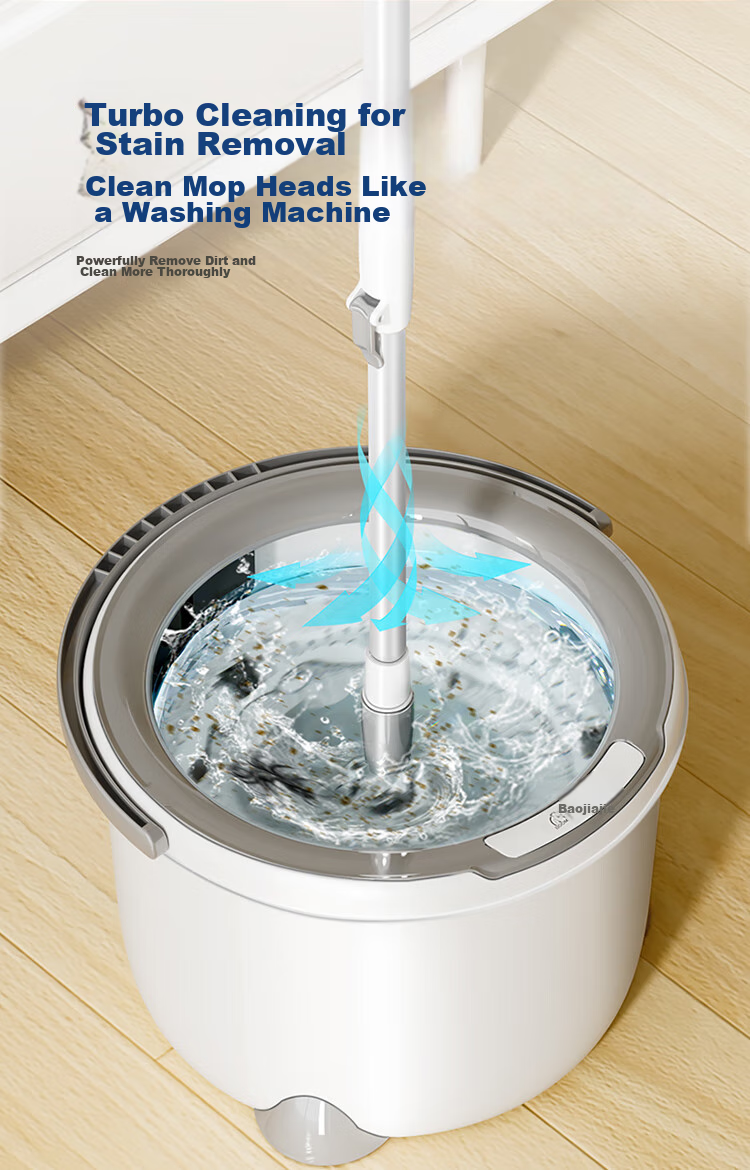 BAOJIAJIE [Yang Mi's Choice] Rotating Mop, 2 Cloths Included, Single Bucket with Dual Drives, No-Hand Wet And Dry Use 5