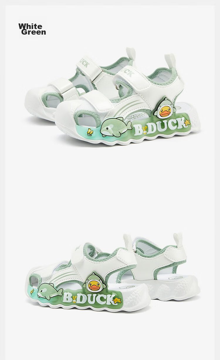 B.Duck Children's Sandals, Cartoon Fashionable Shoes for Boys And Girls, Summer Closed-Toe Beach Sandals, 5006 White And Blue, Size 30 41