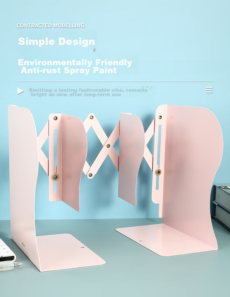 M&G 50cm Extendable Desktop Bookend, Simple Metal Storage Shelf for Desk, Large Bookend, Cherry Blossom Pink ABS917C537 5