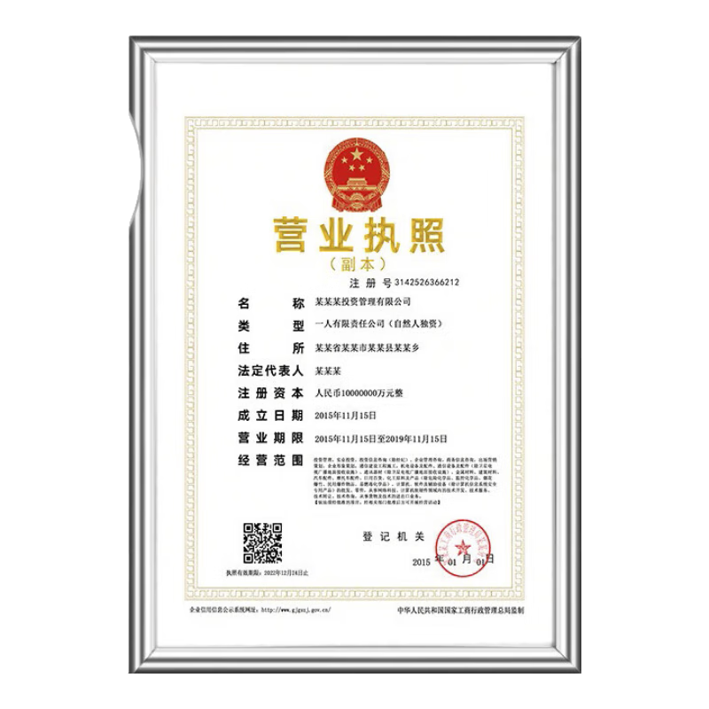 Jinlongxing Business License Frame, A3 Photo Frame, Aluminum Alloy-Like Picture Frame, Wall-Mounted, Three-In Certificate, Silver Color, 42x29.7cm, Office Metal Texture, No Drilling Required, Suitable for Restaurants