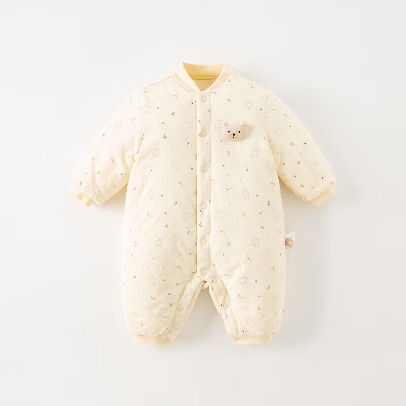 DAVE & BELLA Newborn Romper 2023 Winter Boys Baby Cartoon Quilted Thickened Jumpsuit