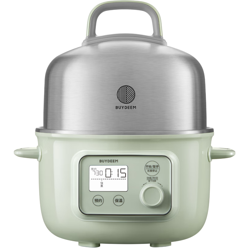 Buydeem Electric Cooking Pot, Electric Steamer, Mini Household Steamer, Electric Hot Pot, Fully Automatic Reservation, Heat Preservation, Steam Pot, Multi-Purpose Cooker for Home Use, Steaming And Stewing Pot [G37 Light Spruce Green]