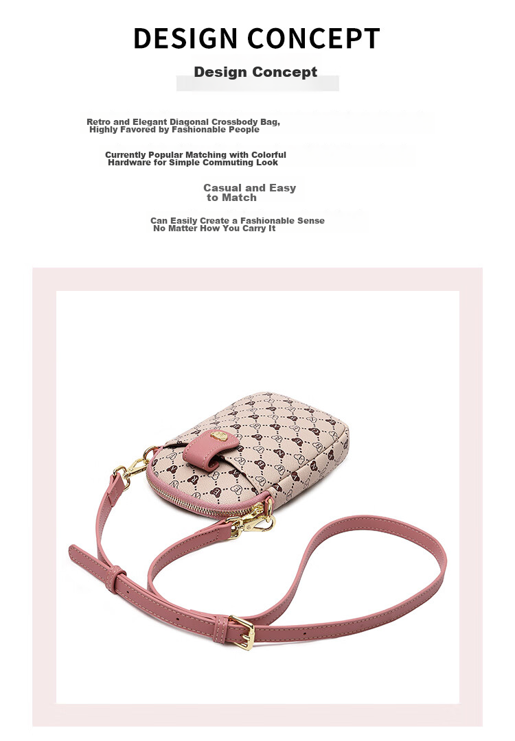 Bear Affection Women's Fashion Versatile Crossbody Bag 6.5-Inch Phone Shoulder Bag Trendy Valentine's Day New Year Gift 4