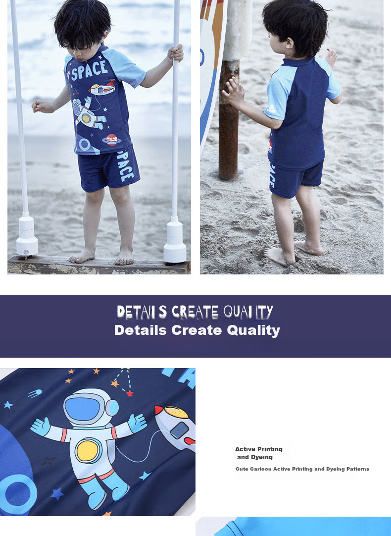 PEAK Children's Swimwear, Boys' Swim Trunks, Two-Piece Swimsuit for Boys, Space Design for Small to Large Kids, Baby Swimwear Set, Size 110 11