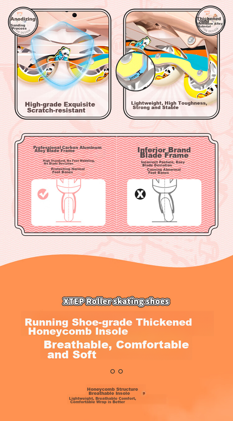 XTEP Roller Skates for Children, Inline Skates for Girls, Roller Shoes for Kids, Boys' Roller Skates [Essential for Primary And Secondary School Roller Skating Courses] 9