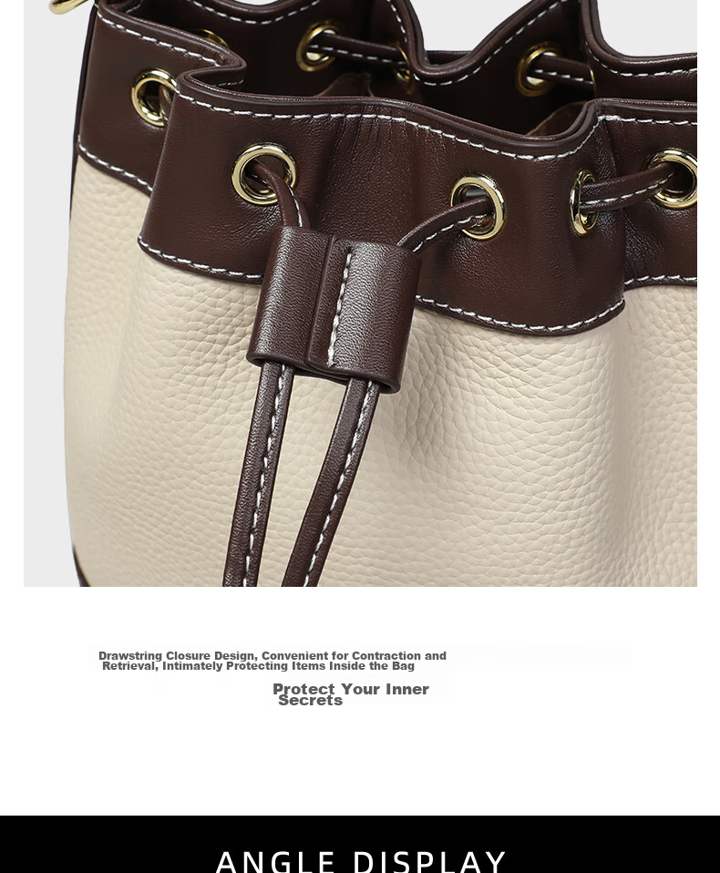 Viney Leather Handbag, Women's Crossbody Bucket Bag, Luxury Shoulder Tote Bag, Practical Birthday Mother's Day Gift for Mom 13