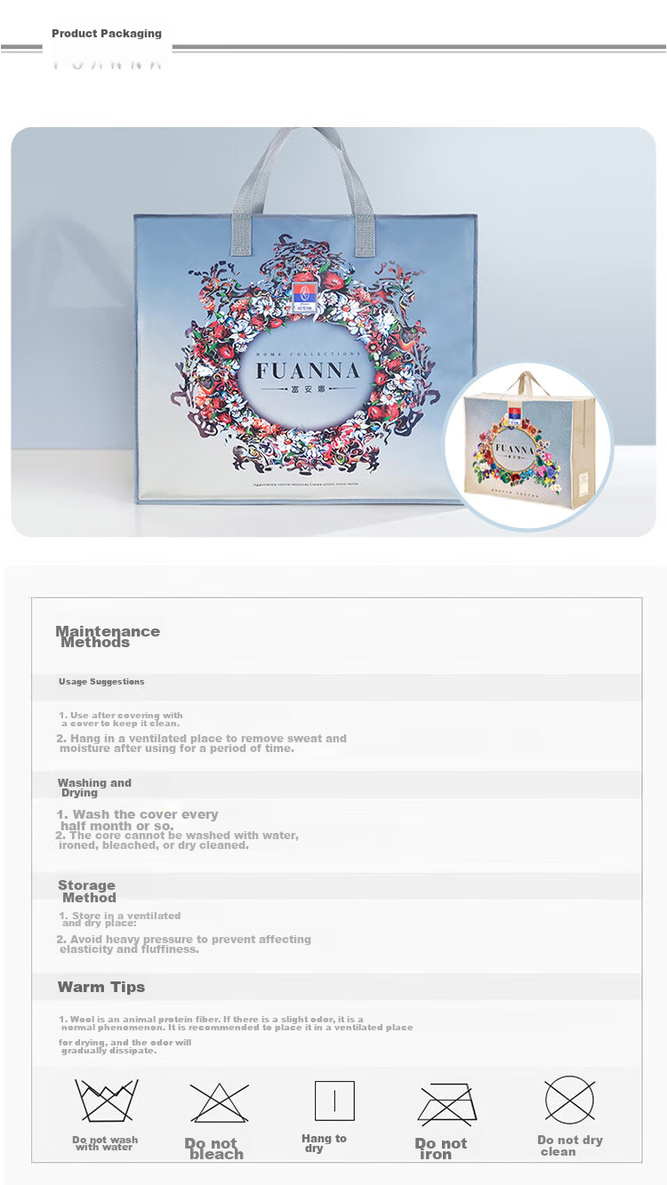 FUANNA Shunuan 100% Wool Silk Two-In Comforter Set, Thickened Duvet, 5kg, 230*229cm, White 13