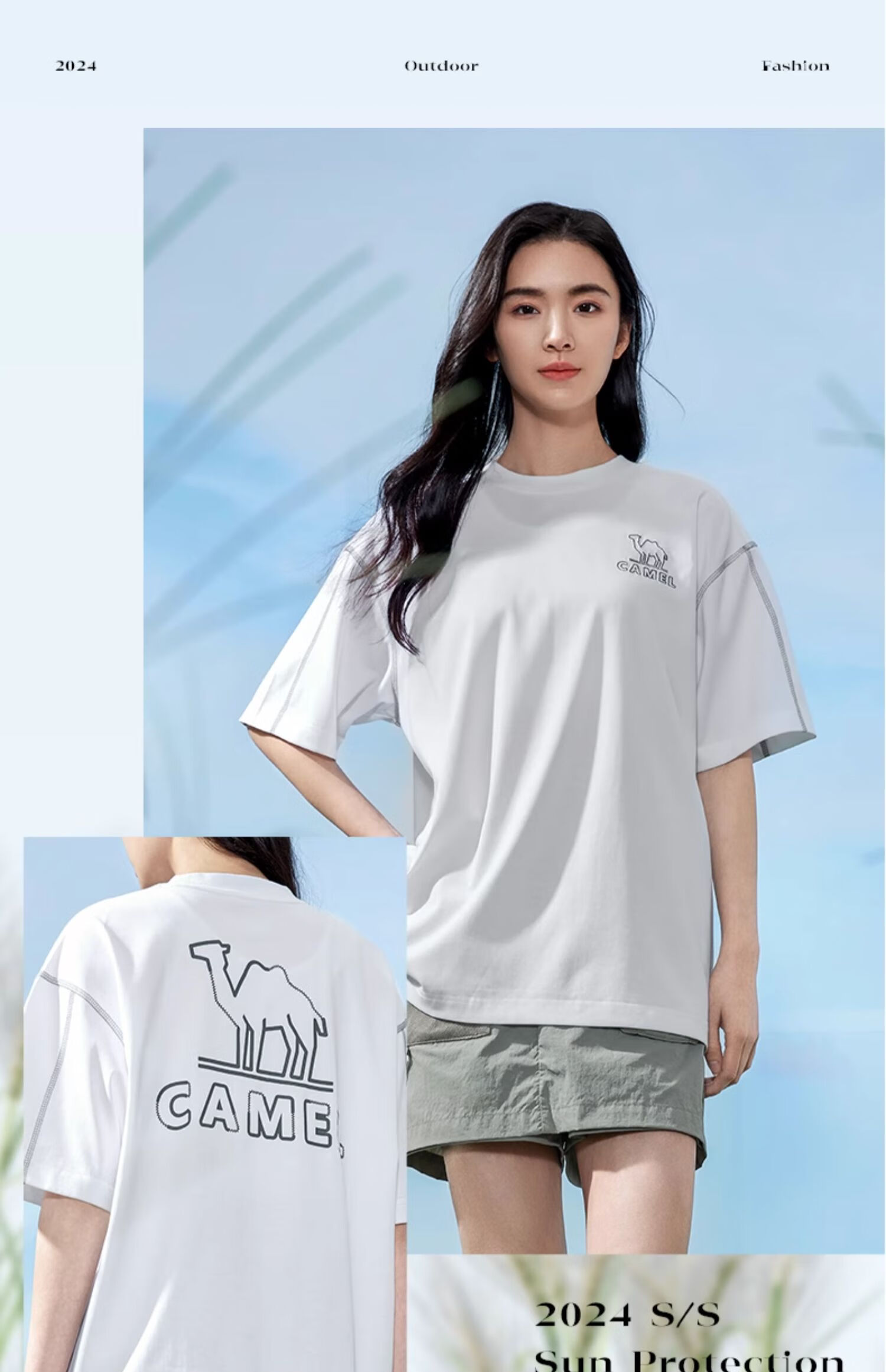 CAMEL Women's Quick-Dry Short-Sleeve T-Shirt, Summer 2024 New Style, Unisex Loose-Fit Mosquito-Repellent Breathable Round Neck Top, 1042 12