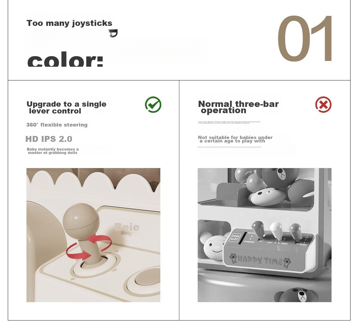BEIESTATE Claw Machine, Small Home-Use Plush Toy Grabber, Capsule Toy Machine, Children's Toy with Light And Music, Khaki Color, Children's Gift 11