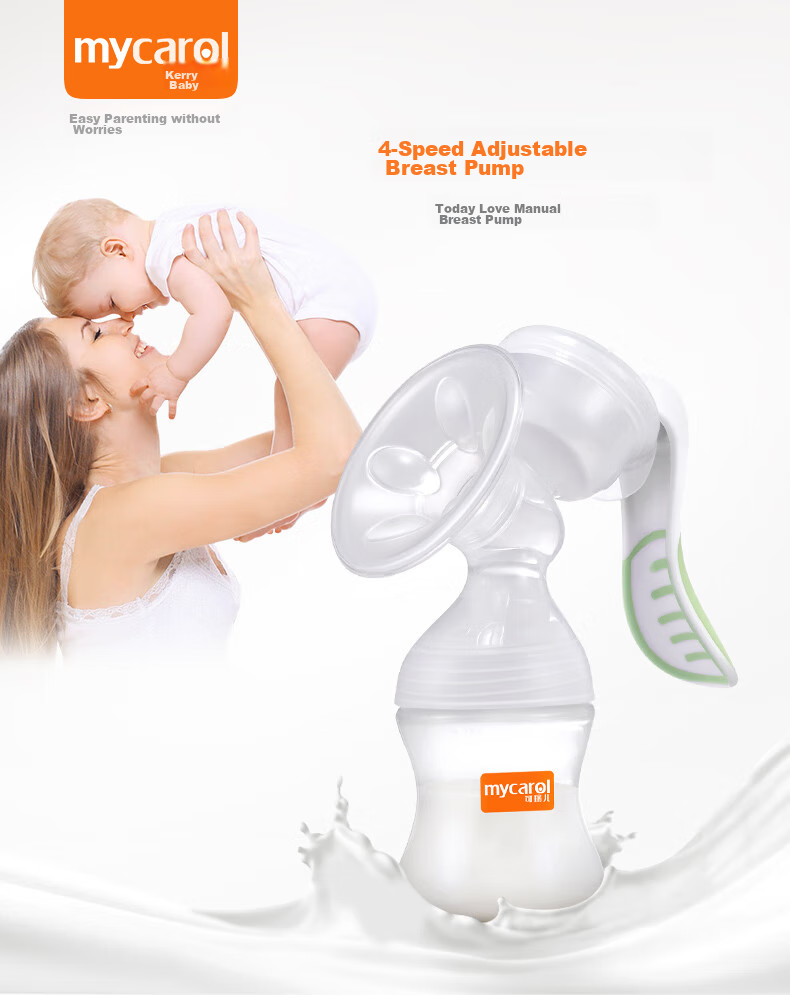 MyCarol Manual Breast Pump with Strong Suction, Massage-Free, Anti-Reflux, Portable Milk Collector, Breast Milk Extractor J203 1