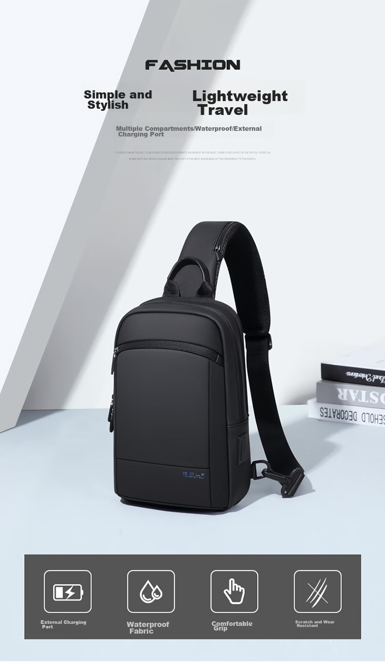 GOLF Chest Bag, Men's Shoulder Crossbody Bag, Phone And IPad Bag, Business Casual USB Interface Travel Sports Mini Backpack 1