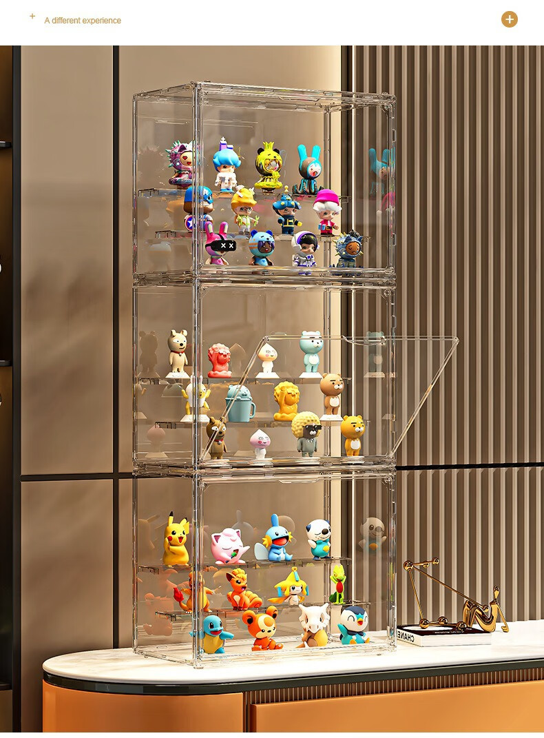 Bahainiao Blind Box Storage, Labubu Pop Mart Display Box, Action Figure Showcase Cabinet, Acrylic Storage Rack, Transparent 1