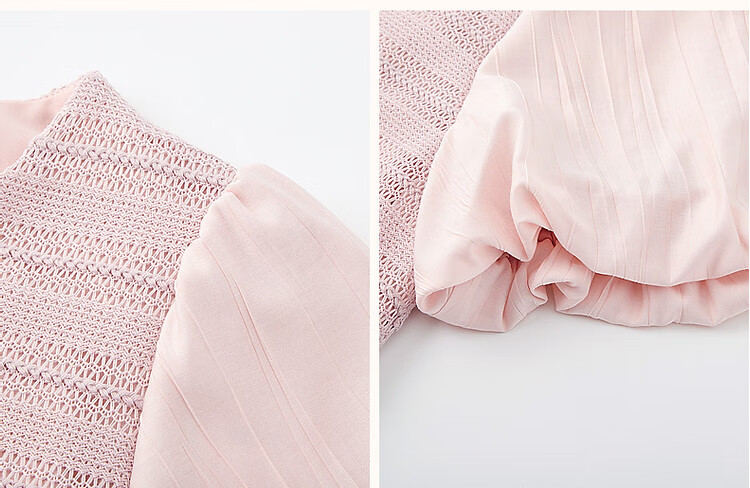 Dme [Atmospheric And Elegant Female Lead] Summer Round Neck Puff Sleeve Single-Button A-Line Dress Striped Patchwork Dress for Wome 12