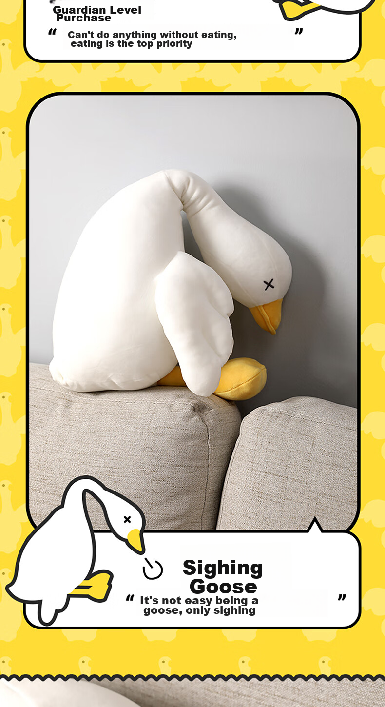 MINISO Goose Plush Pillow, Stuffed Animal Sofa Cushion, Bedroom Bedside Companion, Funny Creative Birthday Gift 5