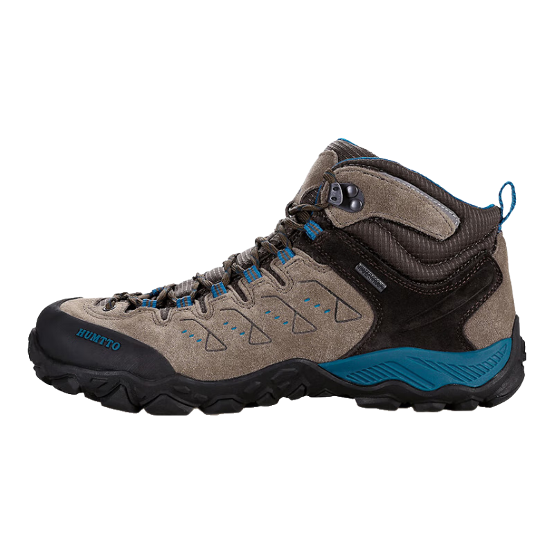 HUMTTO High-Top Hiking Boots, Comfortable Shock-Absorbing Outdoor Men's Trekking Shoes, Travel Cross-Country Climbing Shoes, Brown, Size 42