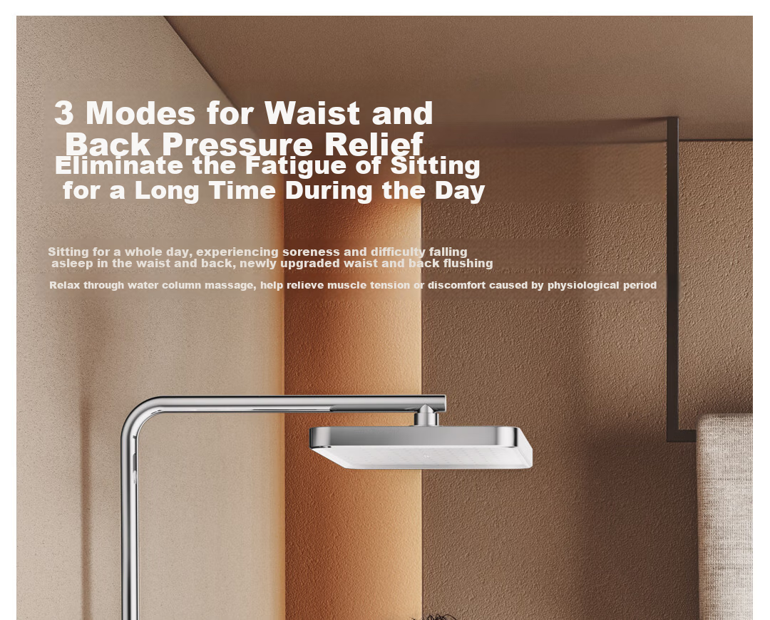 JOMOO Shower Set with Brass Piano Key Design, Descaling, Waist And Back Sprays, Massage Function, Constant Temperature, SPA Shower System 26192-695/1B 16