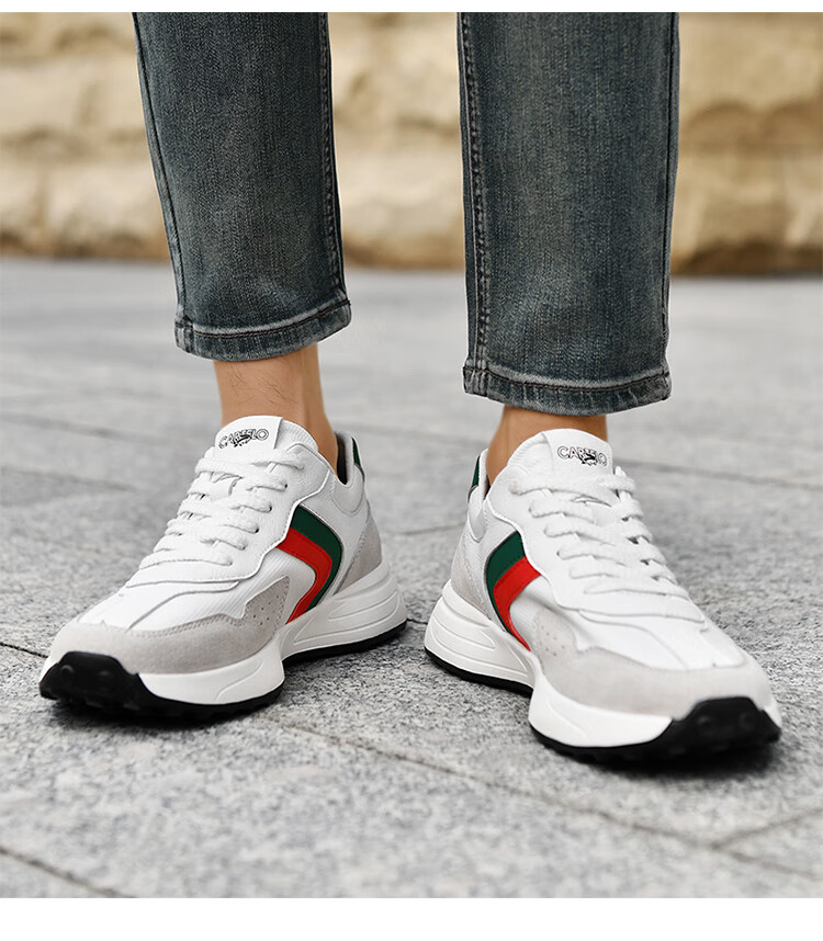 CARTELO Men's Casual Shoes, Breathable Trendy Versatile Travel Shoes, Men's Running Sneakers QH8038 White-Gray 41 15