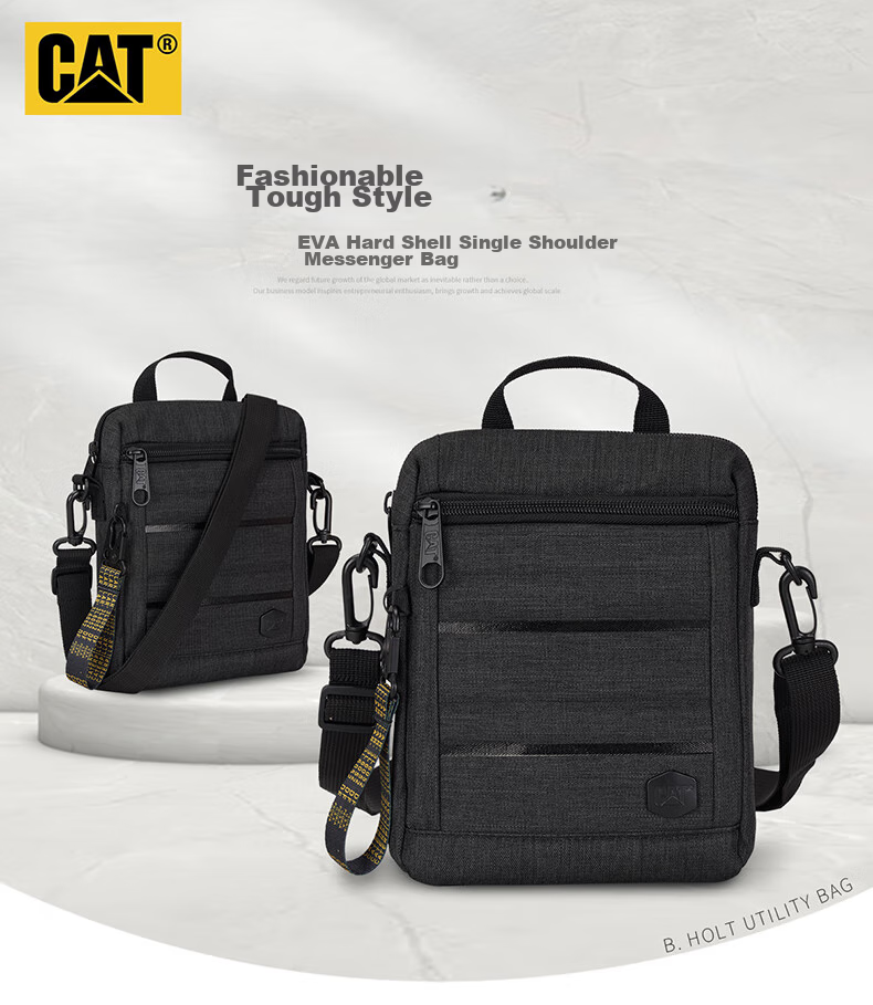 CAT Shoulder Crossbody Bag, Casual EVA Sports 7-Inch IPad Bag, Journalist Bag, Vertical Gift, Black, 84029 2