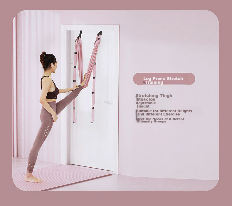 Duweike Aerial Yoga Suspension Strap Bed, Straight Leg Backbend, Waist Support, Home Use, Shoulder Opener, Door-Mounted Pulling Stretch Band, Pink 13
